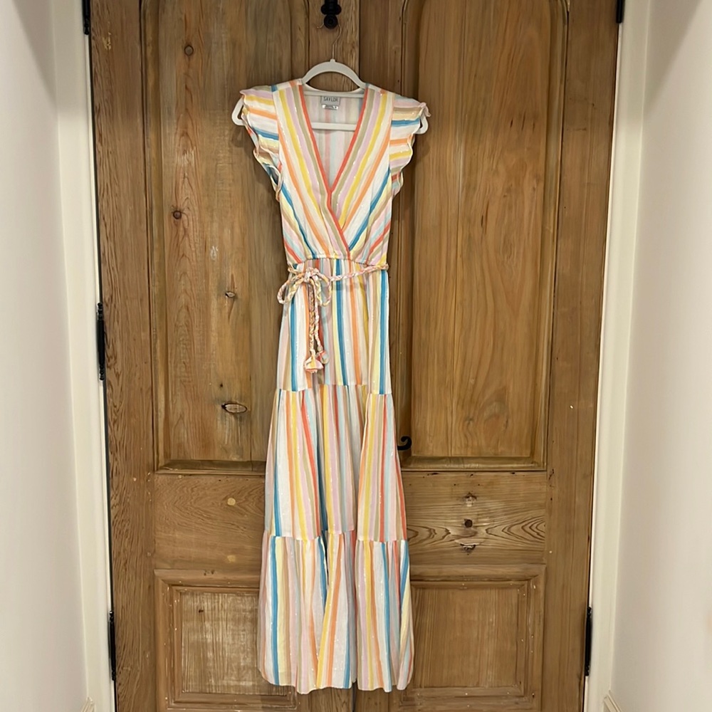 Saylor rainbow maxi dress size xs